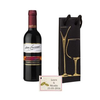 Vino en caja con tarjeta regalo boda 375ml