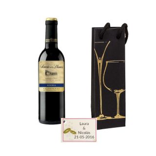 Vino Reserva en caja con tarjeta detalle boda 375ml