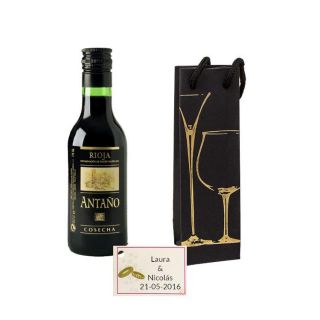 Vino Antaño de cosecha + caja + tarjeta personalizada