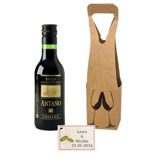 Vino Antaño de cosecha + caja + tarjeta personalizada