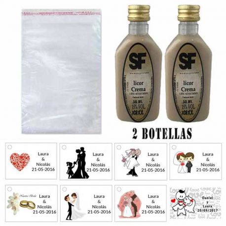 Licor Crema en bolsa organza y tarjeta