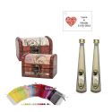 Licor Crema en baúl de madera, bolsa de organza y tarjeta