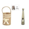 Licor Crema en cesta de mimbre y tarjeta