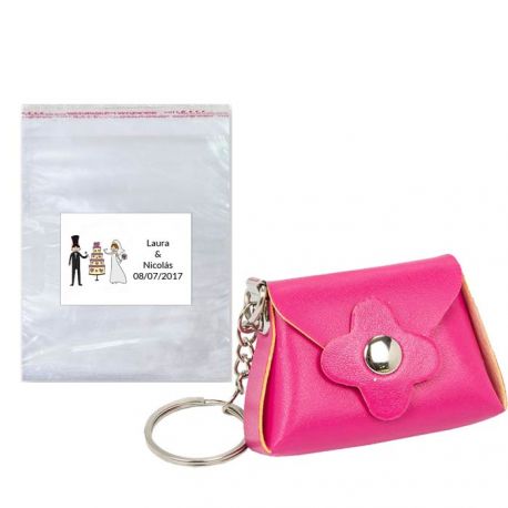 Pack llavero bolso en bolsa con tarjeta