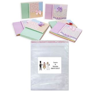 Lote libreta con bolsa y tarjeta o pegatina