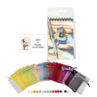 Pack libreta con boli en bolsa y tarjeta