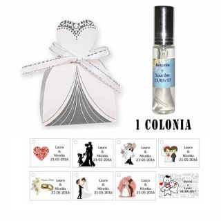 Colonia personalizada en cesta novia