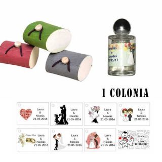 Colonia para detalles de invitados con caja