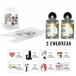 Colonias detalles boda en caja de acetato