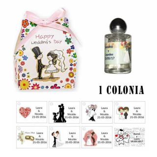 Colonia personalizada en caja con un lazo