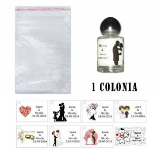 Colonia para detalles de boda en celofán