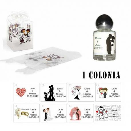 Colonia para detalles boda con caja acetato