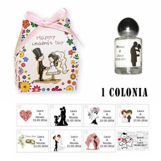 Colonia personalizada con caja y lazo