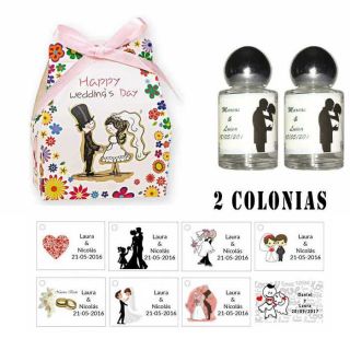 Colonias personalizadas con una caja y lazo