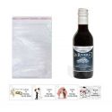 Vino para boda con tarjeta personalizada y bolsa celofán