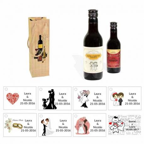 Tinto boda personalizado con caja original y tarjeta