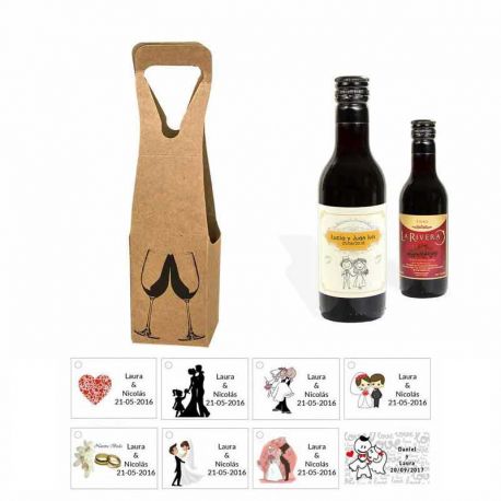Tinto boda personalizado con tarjeta y caja
