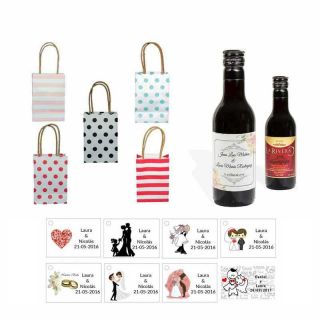 Tinto regalos boda personalizado con bolsa de asas y tarjeta