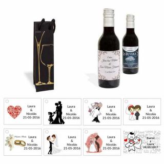 Tinto detalles boda personalizado con caja elegante y tarjeta