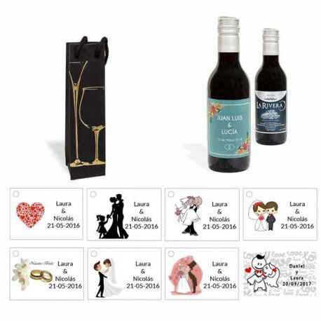 Tinto invitados boda personalizado con caja elegante y tarjeta