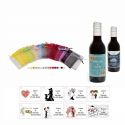 Tinto invitados boda personalizado con tarjeta y bolsa organza