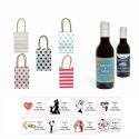 Tinto invitados boda personalizado con bolsa de asas y tarjeta