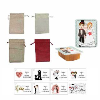 dulce membrillo 125gr boda con bolsa de asas y tarjeta 
