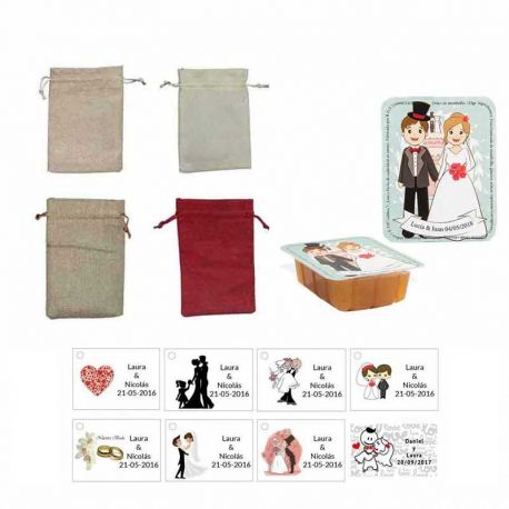 dulce membrillo 125gr boda con bolsa de asas y tarjeta 