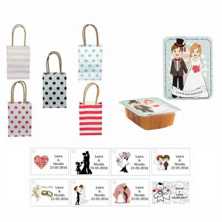 dulce membrillo 125gr boda con bolsas originales y tarjeta