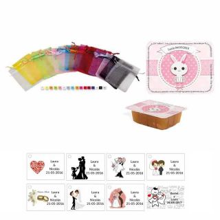 dulce membrillo 125gr niña bebe con bolsa organza y tarjeta