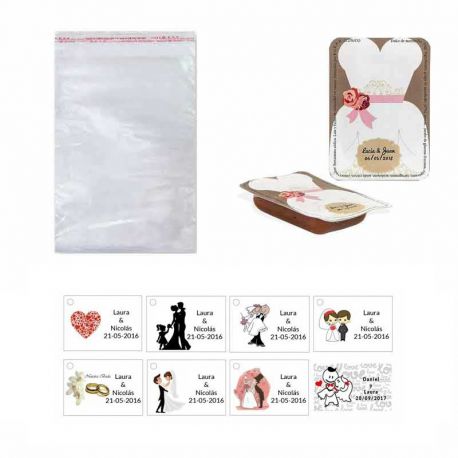 dulce membrillo 50gr detalles novia con bolsa celofán y tarjeta