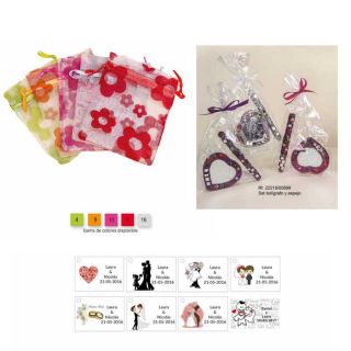 Espejo y boli en bolsa y tarjeta personalizada regalos boda
