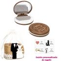 Espejo Galleta Oreo con peine blanco y con bolsa de yute y tarjeta personalizada