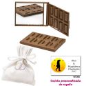 Espejo Tableta de Chocolate, con bolsita blanca elegante con alianzas bordadas, y tarjeta personalizada