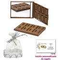 Espejo Tableta de Chocolate, con una elegante bolsa plateada, y tarjeta personalizada