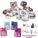 Espejos coloridos con búhos, de diferentes formas, con caja de flores y tarjeta personalizada