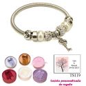 Pulsera con perlas, abalorios y brillantes y colgante con llave corazón