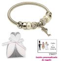 Pulsera con perlas, abalorios y brillantes y colgante con llave corazón