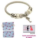 Pulsera con perlas, abalorios y brillantes y colgante con llave corazón