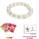 Pulsera de perlas blancas con aros de brillantes