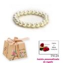 Pulsera de perlas blancas, sencilla y elegante