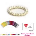Pulsera de perlas blancas, sencilla y elegante