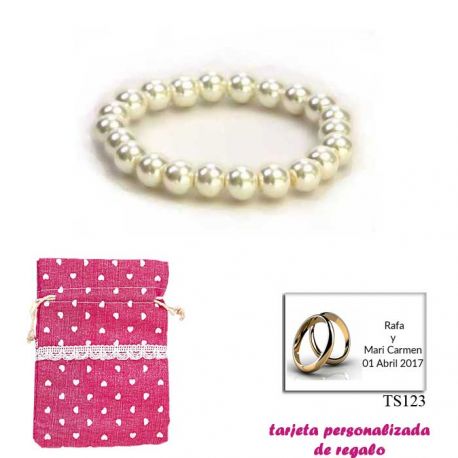 Pulsera de perlas blancas, sencilla y elegante