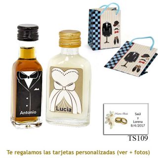 Licor de crema para ella y licor de café para él, con bolsa de charlestón