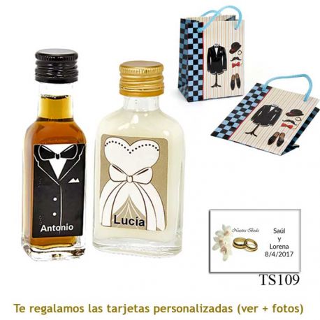 Licor de crema para ella y licor de café para él, con bolsa de charlestón