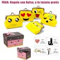 Divertido monedero de emoticono amarillo con hebilla