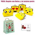 Divertido monedero de emoticono amarillo con hebilla