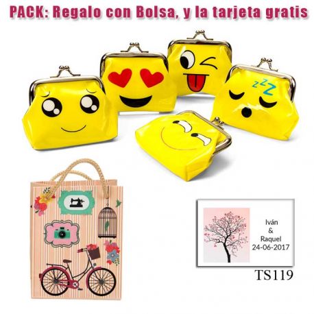 Divertido monedero de emoticono amarillo con hebilla