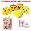 Divertido monedero de emoticono amarillo con hebilla