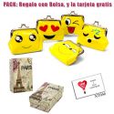 Divertido monedero de emoticono amarillo con hebilla